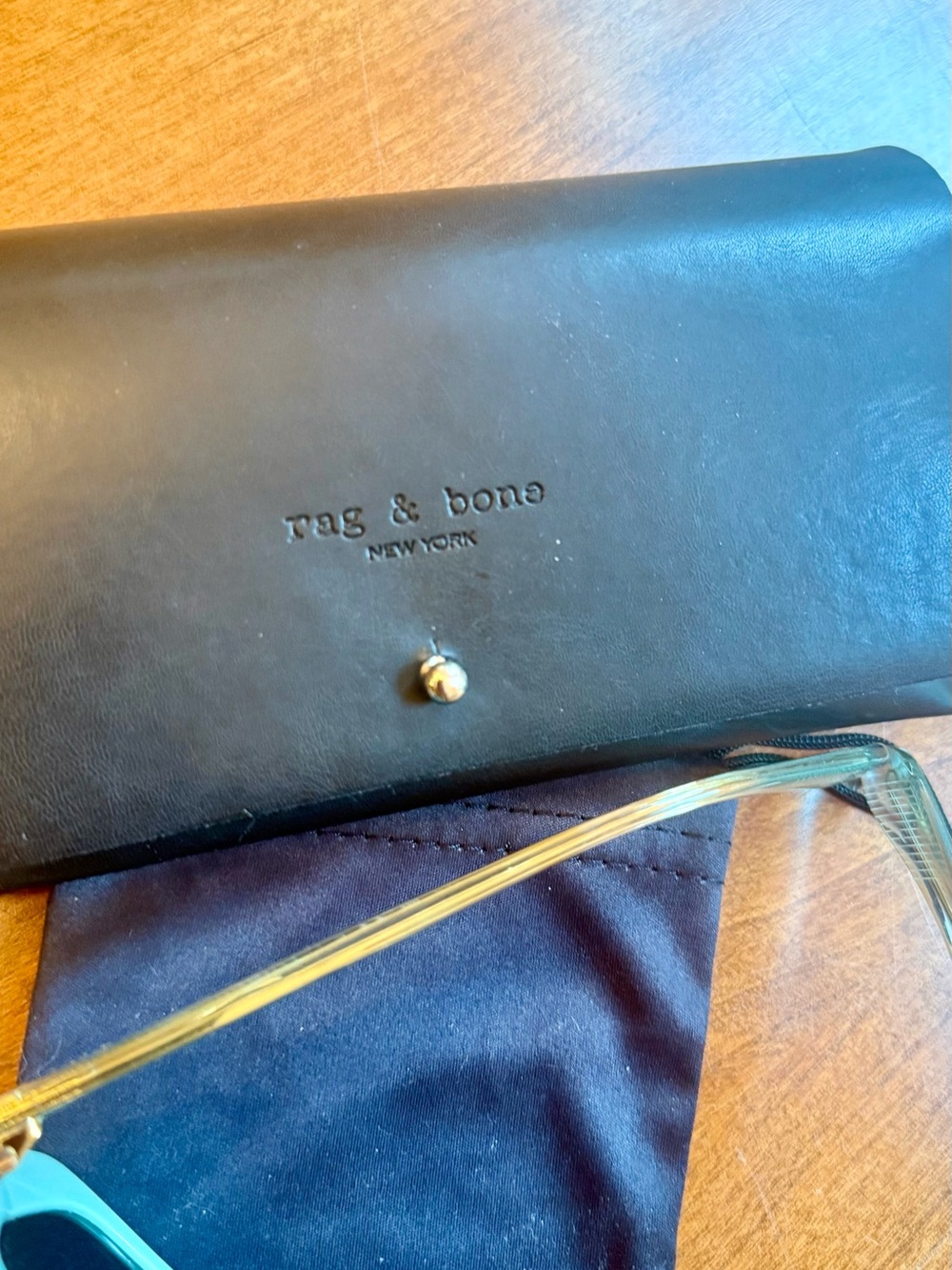 Designer rag & bone Matte Teal Rectangular Sunglasses - Picture 4 of 4